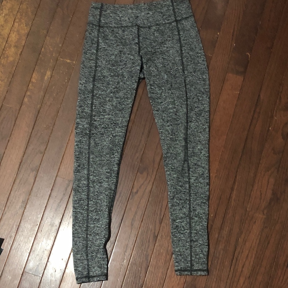 High-Rise Gray Seam-Detail Leggings